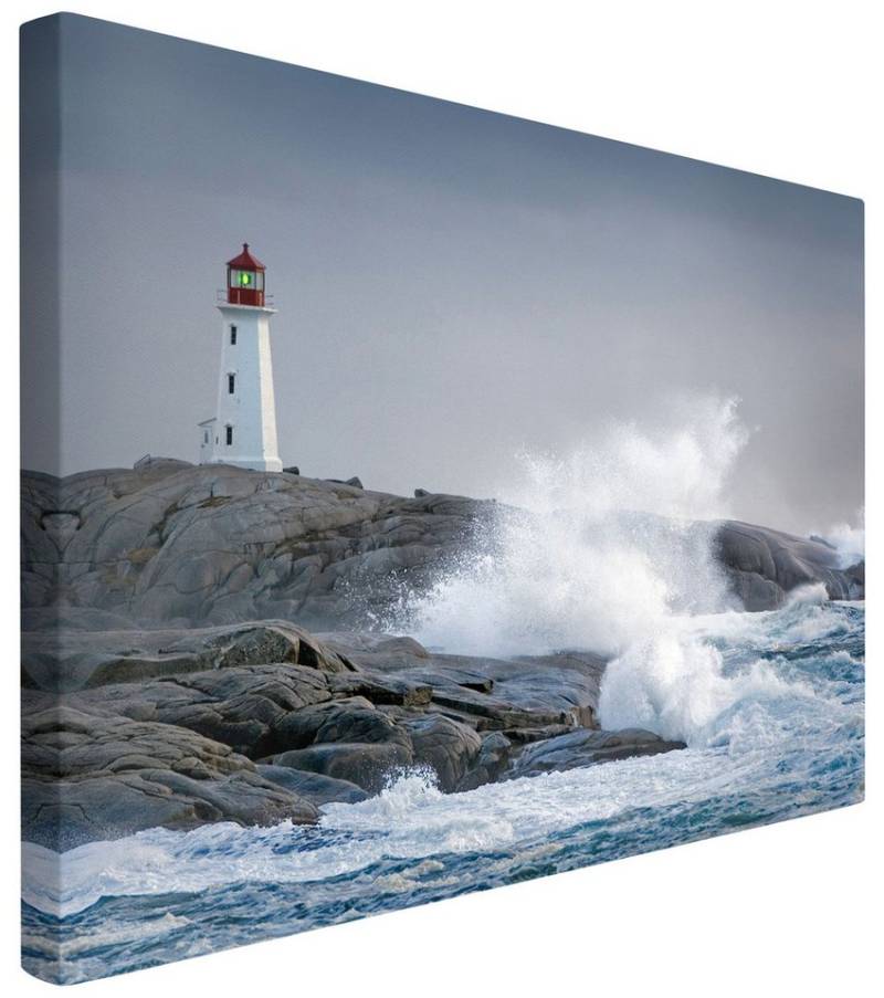 Bilderdepot24 Leinwandbild Strand Meer Modern Natur Leuchtturm bunt Bild auf Leinwand Groß XXL, Wohnzimmer Schlafzimmer Küche Flur Wandbild Kunstdruck Wanddeko Druck von Bilderdepot24