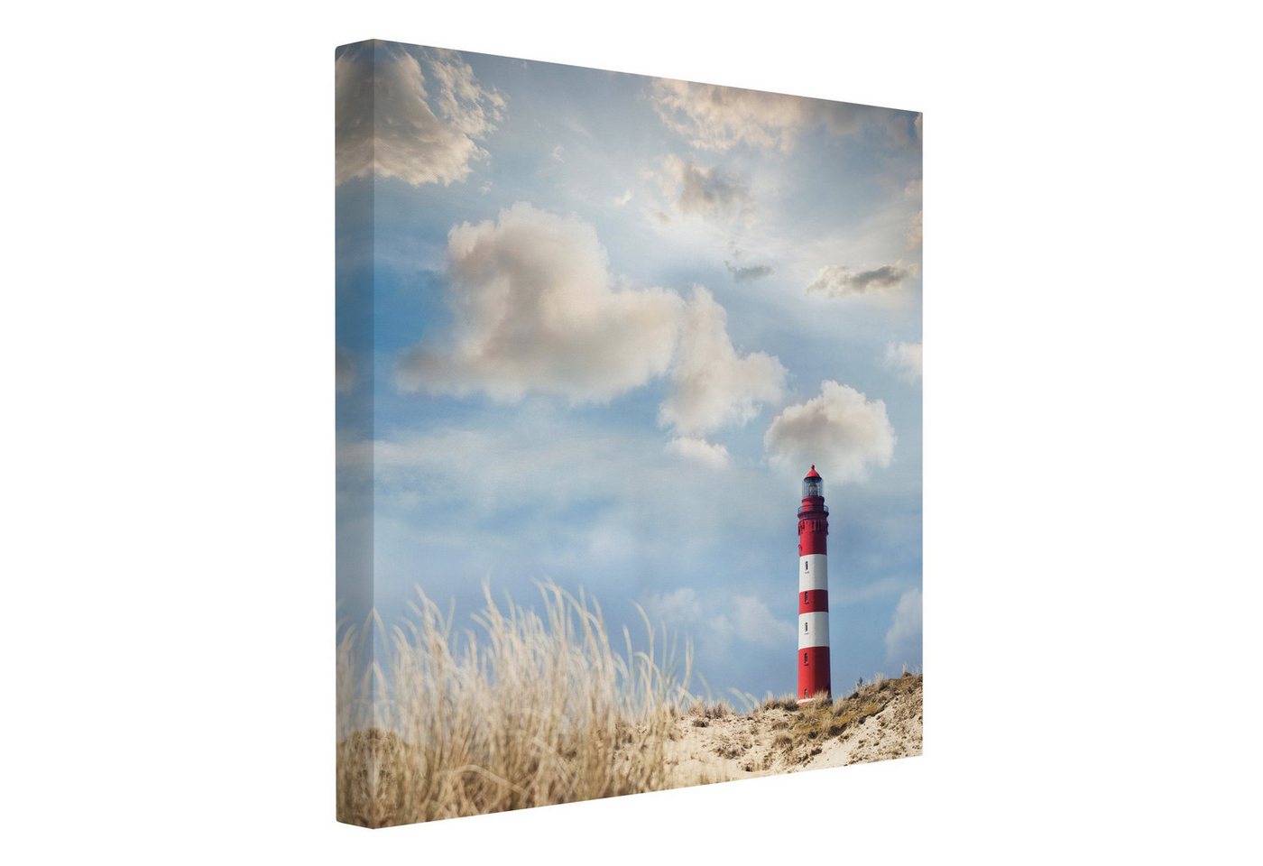 Bilderdepot24 Leinwandbild Strand Natur Modern Leuchtturm Dünen blau Bild auf Leinwand Groß XXL, Bild auf Leinwand, Leinwanddruck in vielen Größen von Bilderdepot24