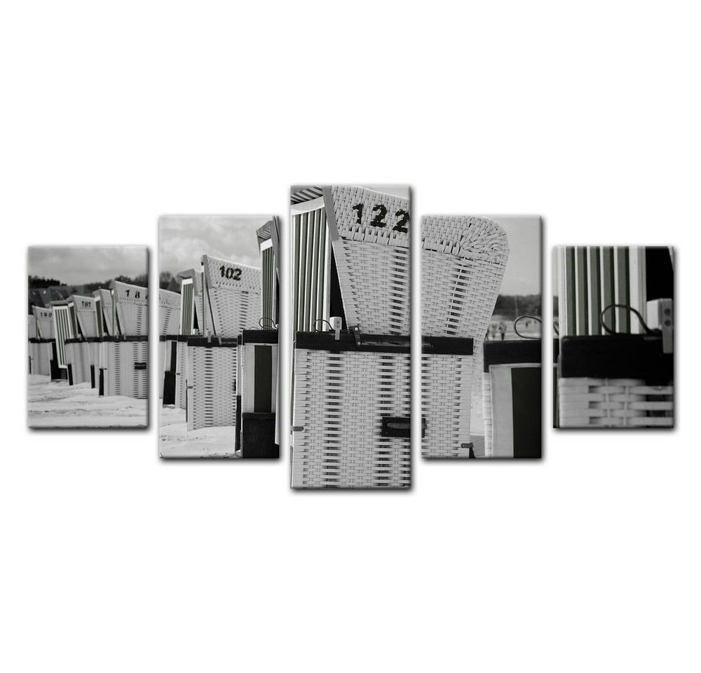 Bilderdepot24 Leinwandbild Strandkörbe - schwarz weiß, Architektur von Bilderdepot24