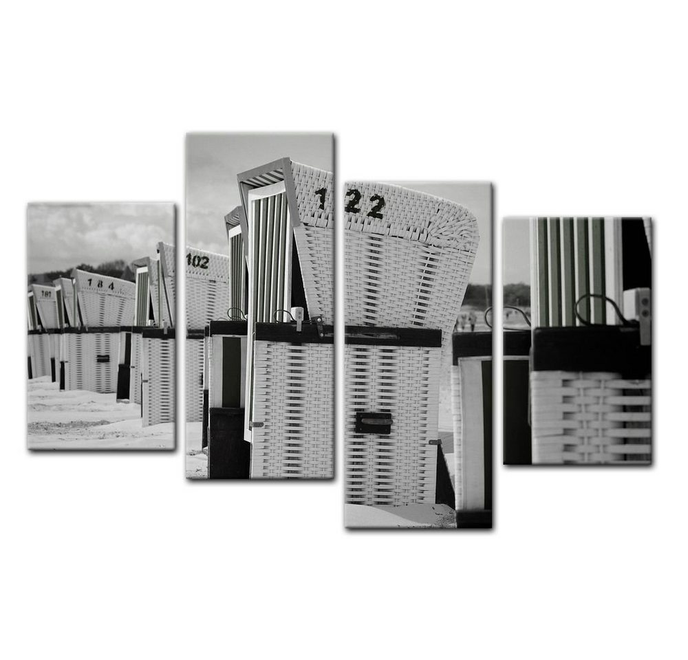 Bilderdepot24 Leinwandbild Strandkörbe - schwarz weiß, Architektur von Bilderdepot24