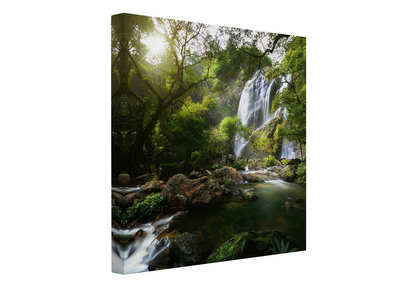 Bilderdepot24 Leinwandbild Wald Natur Landschaft Modern Gebirgsbach grün Bild auf Leinwand XXL, Bild auf Leinwand, Leinwanddruck in vielen Größen von Bilderdepot24