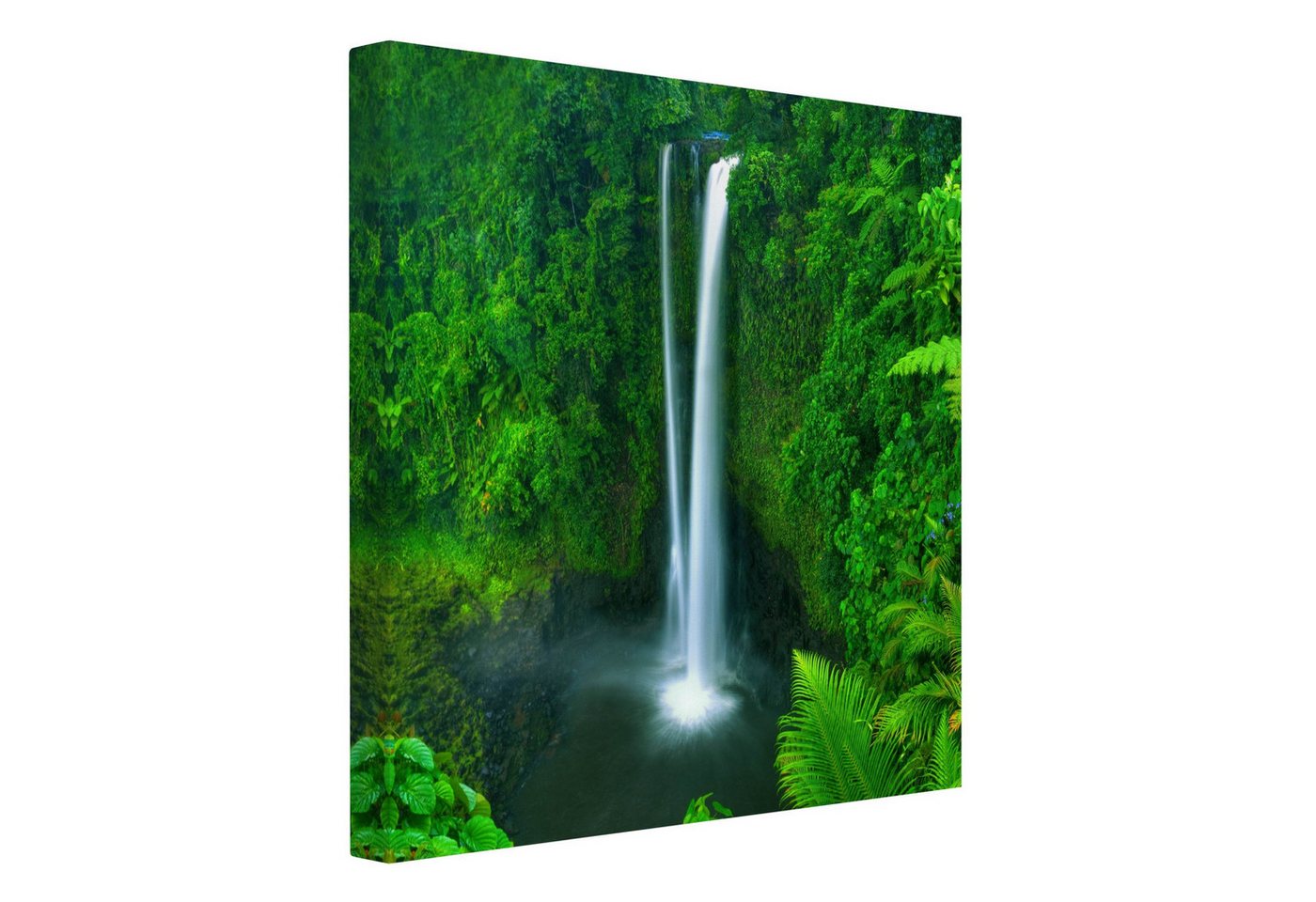 Bilderdepot24 Leinwandbild Wald Natur Landschaft Modern Wasserfall grün Bild auf Leinwand XXL, Bild auf Leinwand, Leinwanddruck in vielen Größen von Bilderdepot24