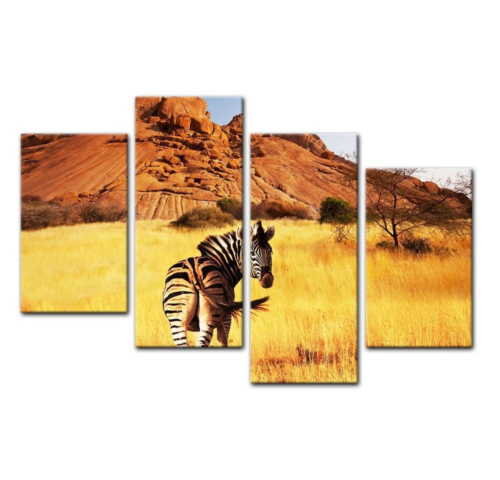 Bilderdepot24 Leinwandbild Zebra vor einem Gebirge, Tiere von Bilderdepot24