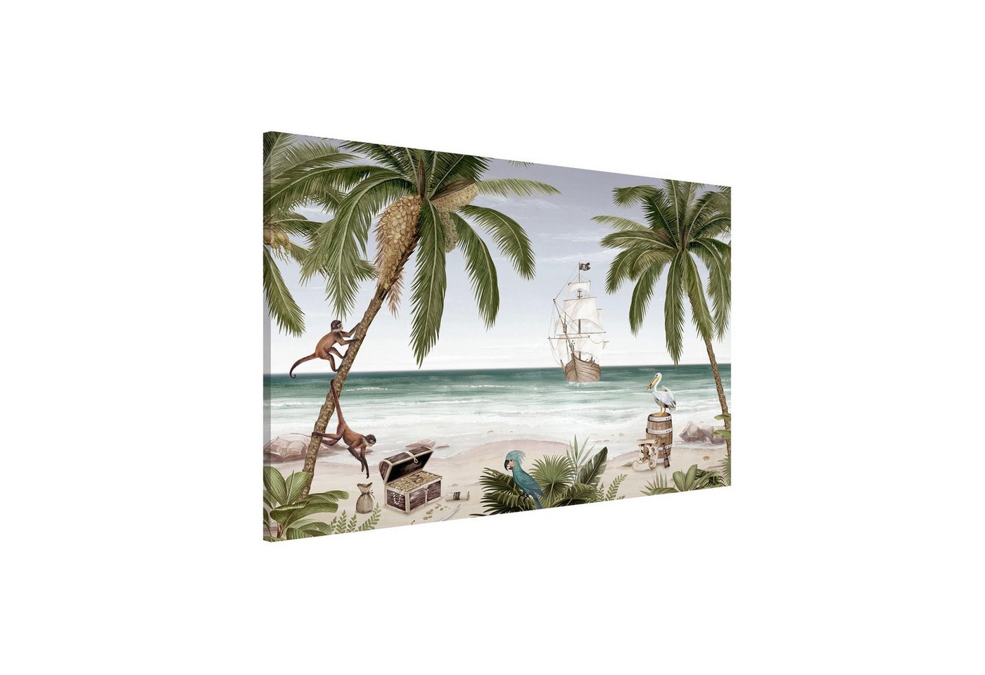 Bilderdepot24 Magnettafel Kinder grün Eroberung der Karibik, (1-tlg., Magnetboard Pinnwand für die Wand - metallische Tafel für Magnete), Magnetwand groß mit Motiv Kinderzimmer Memoboard magnetisch Querformat von Bilderdepot24