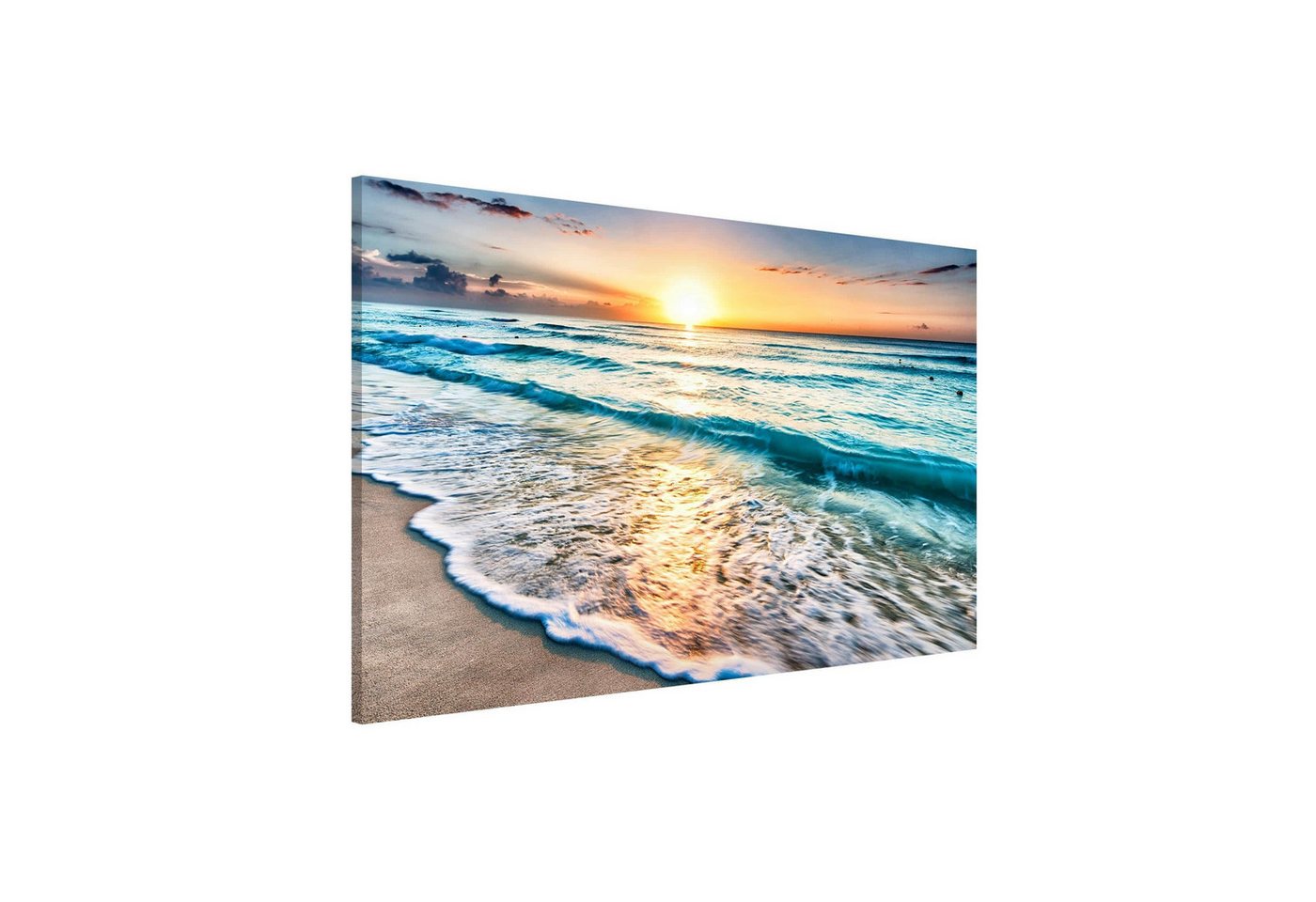 Bilderdepot24 Magnettafel Küche blau Sonnenuntergang am Strand, (1-tlg., Magnetboard Pinnwand für die Wand - metallische Tafel für Magnete), Magnetwand groß mit Motiv Büro Memoboard magnetisch Querformat von Bilderdepot24