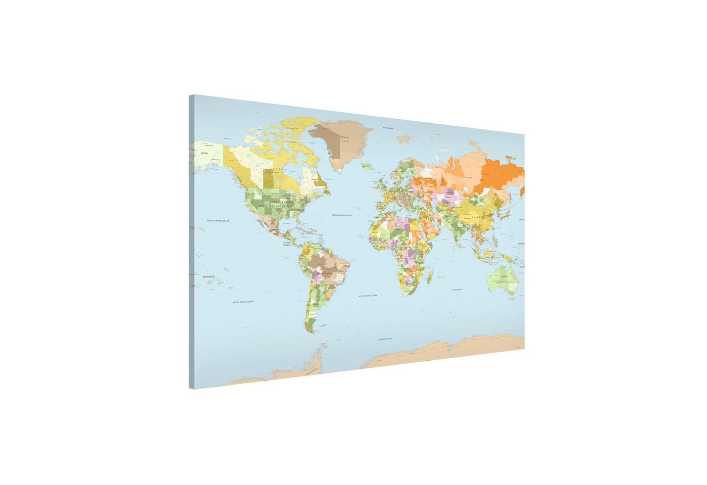 Bilderdepot24 Magnettafel Küche bunt Politische Weltkarte, (1-tlg., Magnetboard Pinnwand für die Wand - metallische Tafel für Magnete), Magnetwand groß mit Motiv Büro Memoboard magnetisch Querformat von Bilderdepot24