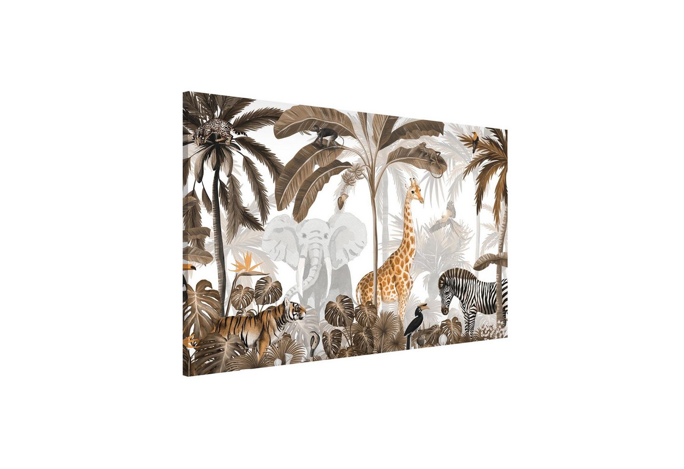 Bilderdepot24 Magnettafel Küche grün Majestätische Tierwelt im Dschungel Sepia, (1-tlg., Magnetboard Pinnwand für die Wand - metallische Tafel für Magnete), Magnetwand groß mit Motiv Büro Memoboard magnetisch Querformat von Bilderdepot24