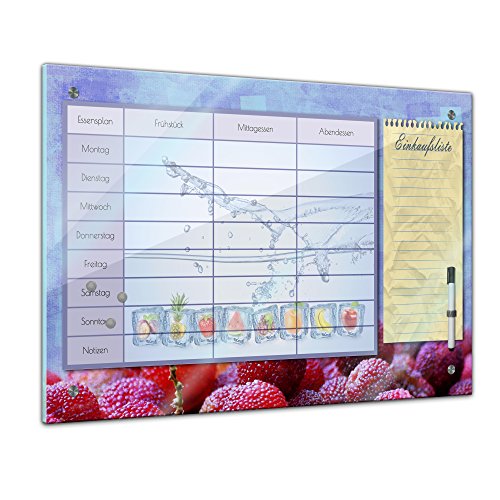 Bilderdepot24 Memoboard 60 x 40 cm | Essensplaner | Eiswürfel Wasserspritzer | abwaschbare Glas-Magnettafel mit Halterung Magneten Stift 1324a von Bilderdepot24