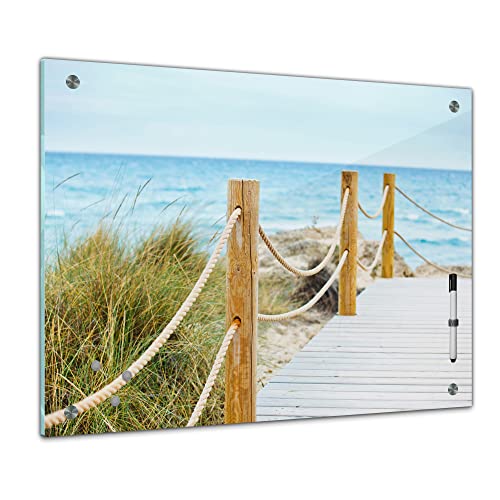 Bilderdepot24 Memoboard 80 x 60 cm | Strand & Meer | Schöner Weg zum Strand | abwaschbare Glas-Magnettafel mit Halterung Magneten Stift 1341 von Bilderdepot24