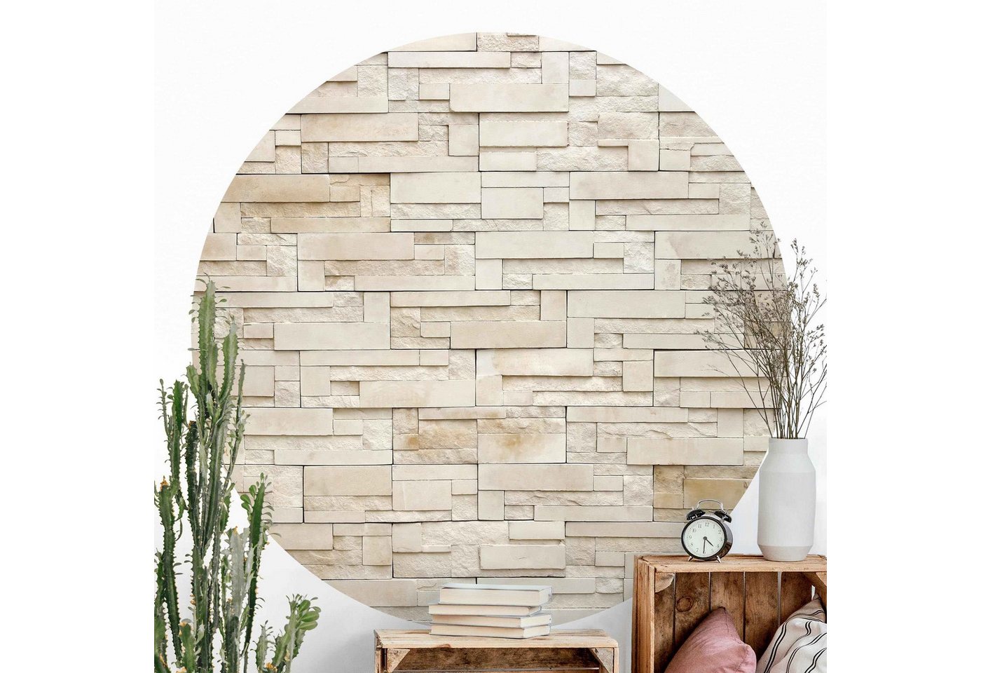 Bilderdepot24 Fototapete rund Provence Stones, Glatt, Matt, (Vliestapete selbstklebend), Wohnzimmer Schlafzimmer Küche Wandtattoo Motivtapete Klebe Wandtapete von Bilderdepot24