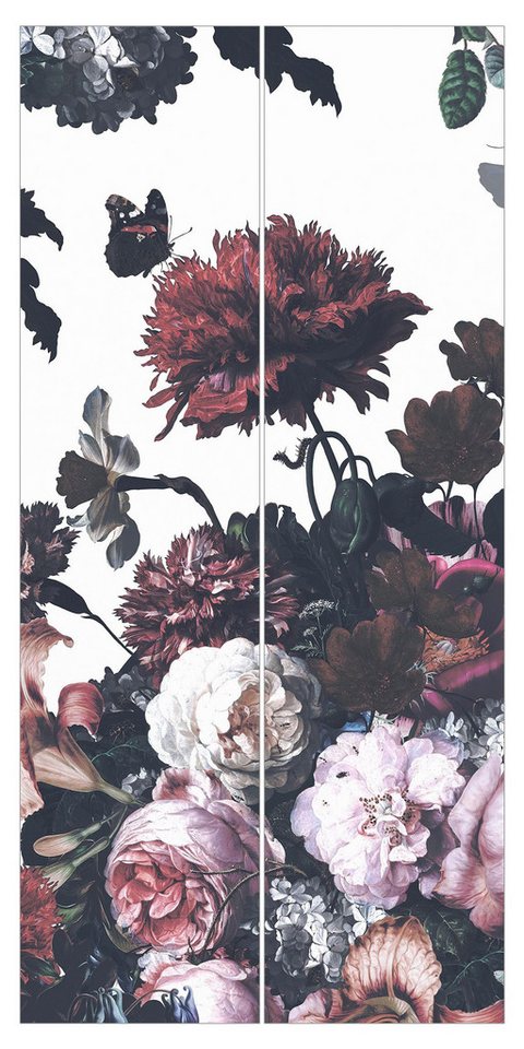 Bilderdepot24 Schiebegardine Flächenvorhang blickdicht Blumenrausch Rosen Bouquet, (2 St), halbtransparent, Wohnzimmer große Flächengardine lichtdurchlässig für Klemm-System von Bilderdepot24