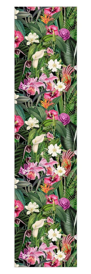 Bilderdepot24 Schiebegardine Flächenvorhang blickdicht Bunte tropische Blumen, (1 St), halbtransparent, Wohnzimmer große Flächengardine lichtdurchlässig für Klemm-System von Bilderdepot24