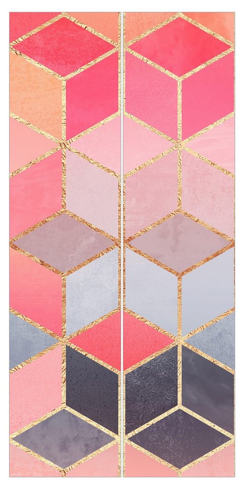 Bilderdepot24 Schiebegardine Flächenvorhang blickdicht Buntes Pastell Geometrie, (2 St), halbtransparent, Wohnzimmer große Flächengardine lichtdurchlässig als Klemm-System von Bilderdepot24