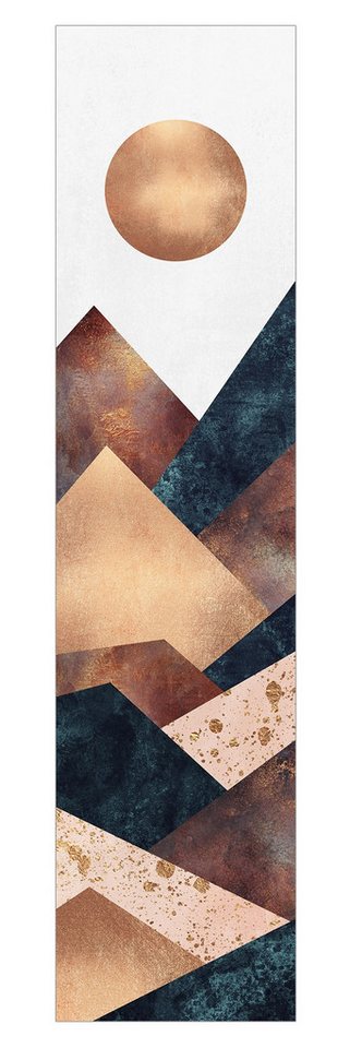 Bilderdepot24 Schiebegardine Flächenvorhang blickdicht Geometrische Berge Bronze, (1 St), halbtransparent, Wohnzimmer große Flächengardine lichtdurchlässig als Klemm-System von Bilderdepot24