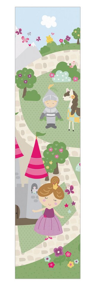 Bilderdepot24 Schiebegardine Flächenvorhang blickdicht Märchenland Weg zum Schloss (1 St), halbtransparent, Wohnzimmer große Flächengardine lichtdurchlässig als Klett-System von Bilderdepot24