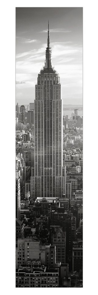 Bilderdepot24 Schiebegardine Flächenvorhang blickdicht Manhattan Abendstimmung, (1 St), halbtransparent, Wohnzimmer große Flächengardine lichtdurchlässig als Klemm-System von Bilderdepot24