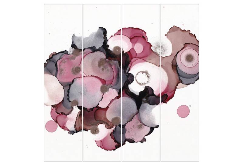 Bilderdepot24 Schiebegardine Flächenvorhang blickdicht Pink-Beige Tropfen Roségold (4 St), halbtransparent, Wohnzimmer große Flächengardine lichtdurchlässig als Klett-System von Bilderdepot24