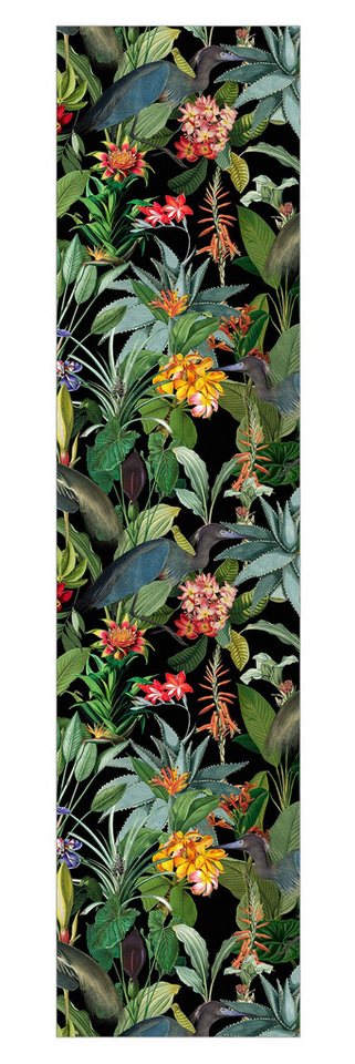 Bilderdepot24 Schiebegardine Flächenvorhang blickdicht Vögel Tropischen Blumen, (1 St), halbtransparent, Wohnzimmer große Flächengardine lichtdurchlässig für Klemm-System von Bilderdepot24