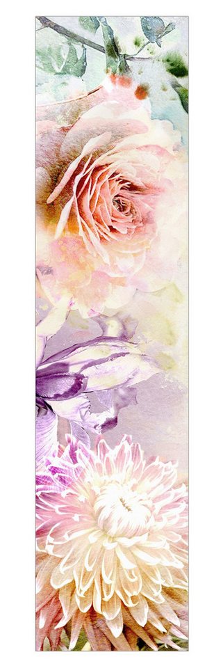Bilderdepot24 Schiebegardine modern Flächenvorhang blickdicht Aquarell Blumen Iris, (1 St), halbtransparent, Wohnzimmer große Flächengardine lichtdurchlässig als Klemm-System von Bilderdepot24