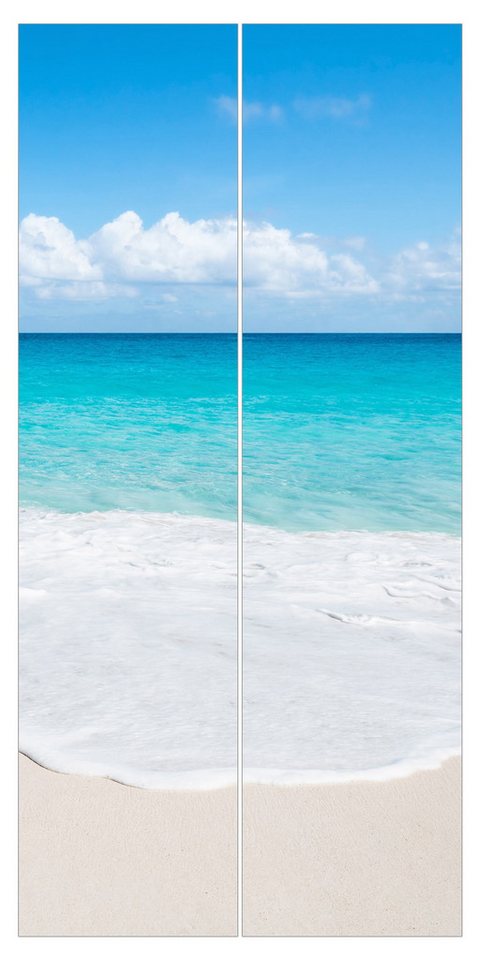 Bilderdepot24 Schiebegardine modern Flächenvorhang blickdicht Blaue Welle, (2 St), halbtransparent, Wohnzimmer große Flächengardine lichtdurchlässig für Klemm-System von Bilderdepot24