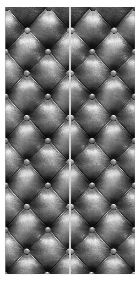 Bilderdepot24 Schiebegardine modern Flächenvorhang blickdicht Chesterfield Schwarz, (2 St), halbtransparent, Wohnzimmer große Flächengardine lichtdurchlässig als Klemm-System von Bilderdepot24