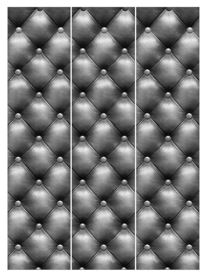 Bilderdepot24 Schiebegardine modern Flächenvorhang blickdicht Chesterfield Schwarz, (3 St), halbtransparent, Wohnzimmer große Flächengardine lichtdurchlässig als Klemm-System von Bilderdepot24