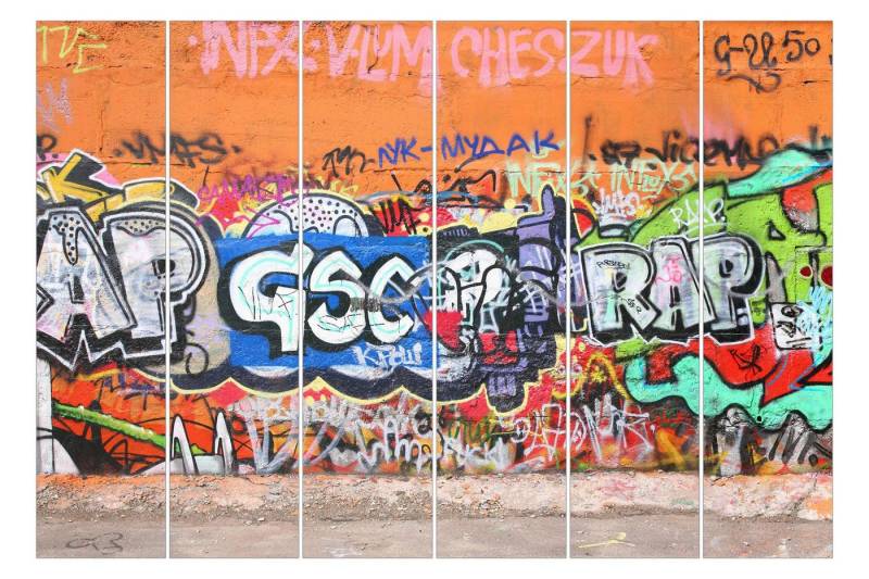 Bilderdepot24 Schiebegardine modern Flächenvorhang blickdicht Graffiti, (6 St), halbtransparent, Kinderzimmer große Flächengardine lichtdurchlässig für Klemm-System von Bilderdepot24