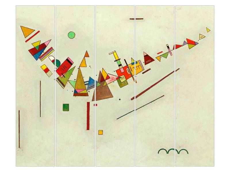 Bilderdepot24 Schiebegardine modern Flächenvorhang blickdicht Kandinsky Winkel, (5 St), halbtransparent, Wohnzimmer große Flächengardine lichtdurchlässig als Klemm-System von Bilderdepot24