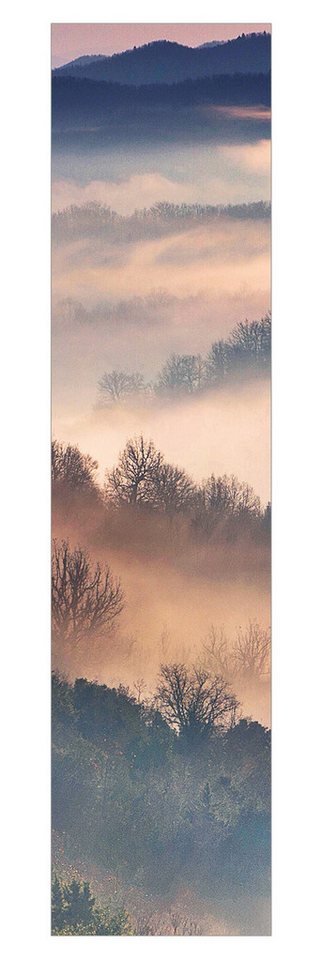 Bilderdepot24 Schiebegardine modern Flächenvorhang blickdicht Nebel Sonnenuntergang, (1 St), halbtransparent, Wohnzimmer große Flächengardine lichtdurchlässig für Klemm-System von Bilderdepot24