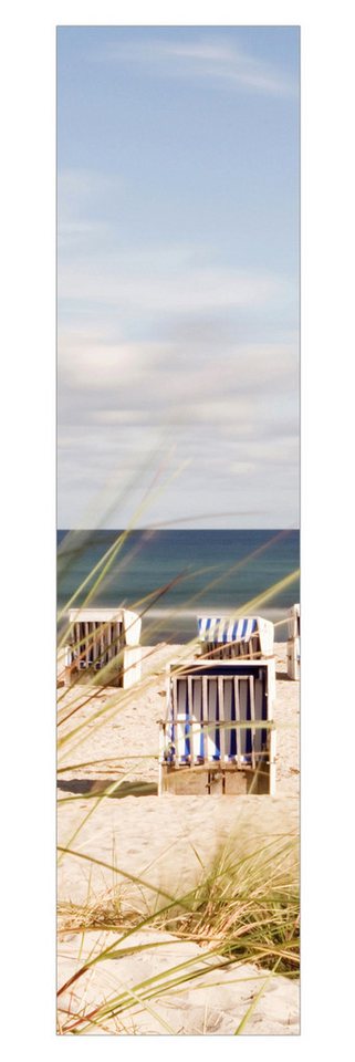 Bilderdepot24 Schiebegardine modern Flächenvorhang blickdicht Ostsee und Strandkörbe, (1 St), halbtransparent, Wohnzimmer große Flächengardine lichtdurchlässig als Klemm-System von Bilderdepot24