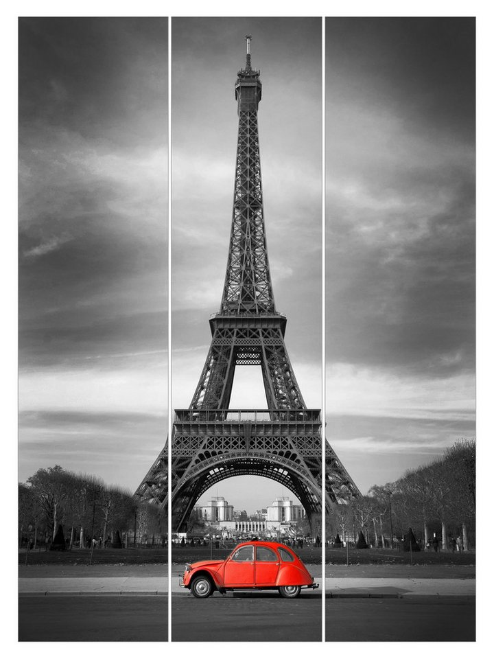 Bilderdepot24 Schiebegardine modern Flächenvorhang blickdicht Spot on Paris, (3 St), halbtransparent, Wohnzimmer große Flächengardine lichtdurchlässig für Klemm-System von Bilderdepot24