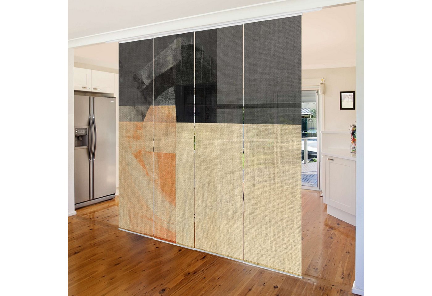 Bilderdepot24 Schiebegardine modern Flächenvorhang blickdicht Transparente Geometrie, (1 St), halbtransparent, Wohnzimmer große Flächengardine lichtdurchlässig als Klemm-System von Bilderdepot24
