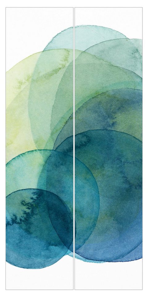 Bilderdepot24 Schiebegardine modern Flächenvorhang blickdicht Urknall - grün (2 St), halbtransparent, Wohnzimmer große Flächengardine lichtdurchlässig als Klemm-System von Bilderdepot24