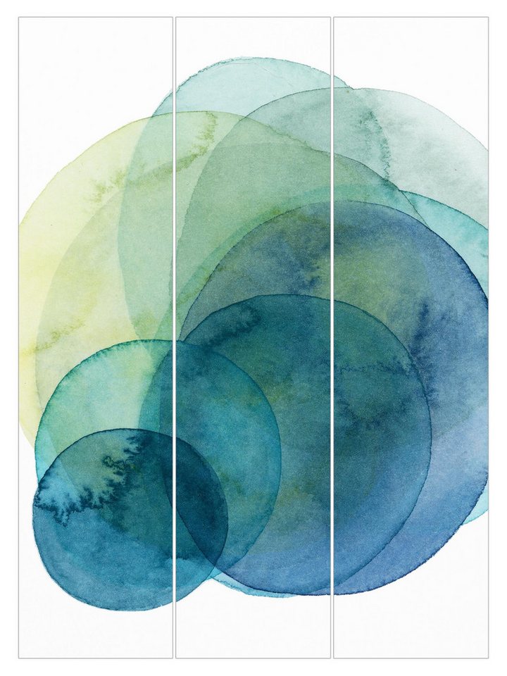 Bilderdepot24 Schiebegardine modern Flächenvorhang blickdicht Urknall - grün (3 St), halbtransparent, Wohnzimmer große Flächengardine lichtdurchlässig als Klemm-System von Bilderdepot24