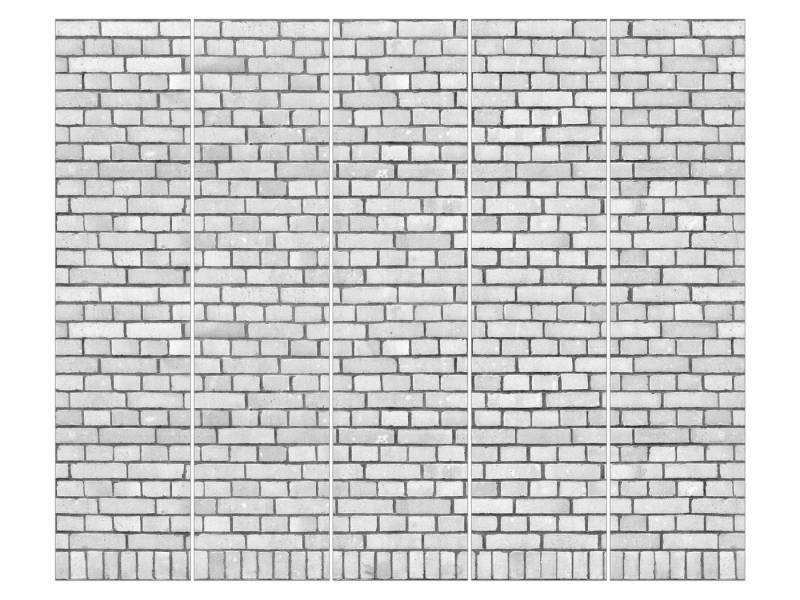Bilderdepot24 Schiebegardine modern Flächenvorhang blickdicht Weiße Backstein Mauer (5 St), halbtransparent, Wohnzimmer große Flächengardine lichtdurchlässig für Klemm-System von Bilderdepot24