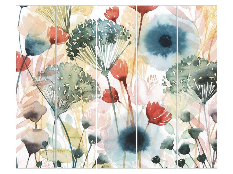 Bilderdepot24 Schiebegardine modern Flächenvorhang blickdicht Wildblumen im Sommer I, (5 St), halbtransparent, Wohnzimmer große Flächengardine lichtdurchlässig als Klemm-System von Bilderdepot24