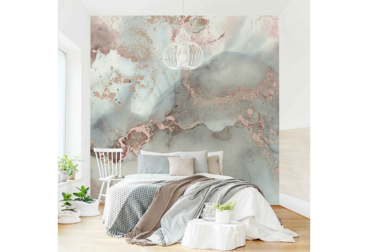 Bilderdepot24 Vliestapete Abstrakt Farbexperimente Marmor Pastell Gold Tapete Wanddeko Modern, Glatt, Matt, (Inklusive Gratis-Kleister oder selbstklebend), Wohnzimmer Schlafzimmer Küche Flur Fototapete Motivtapete Wandtapete von Bilderdepot24