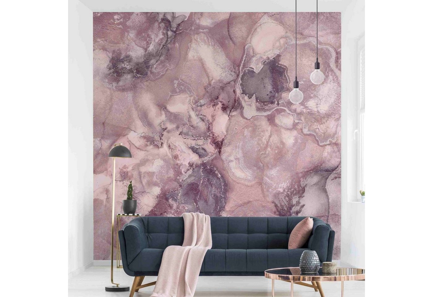 Bilderdepot24 Vliestapete Abstrakt Marmor Violett Tapete Wanddeko Modern Kunst, Glatt, Matt, (Vliestapete inkl. Kleister oder selbstklebend), Wohnzimmer Schlafzimmer Küche Flur Fototapete Motivtapete Wandtapete von Bilderdepot24