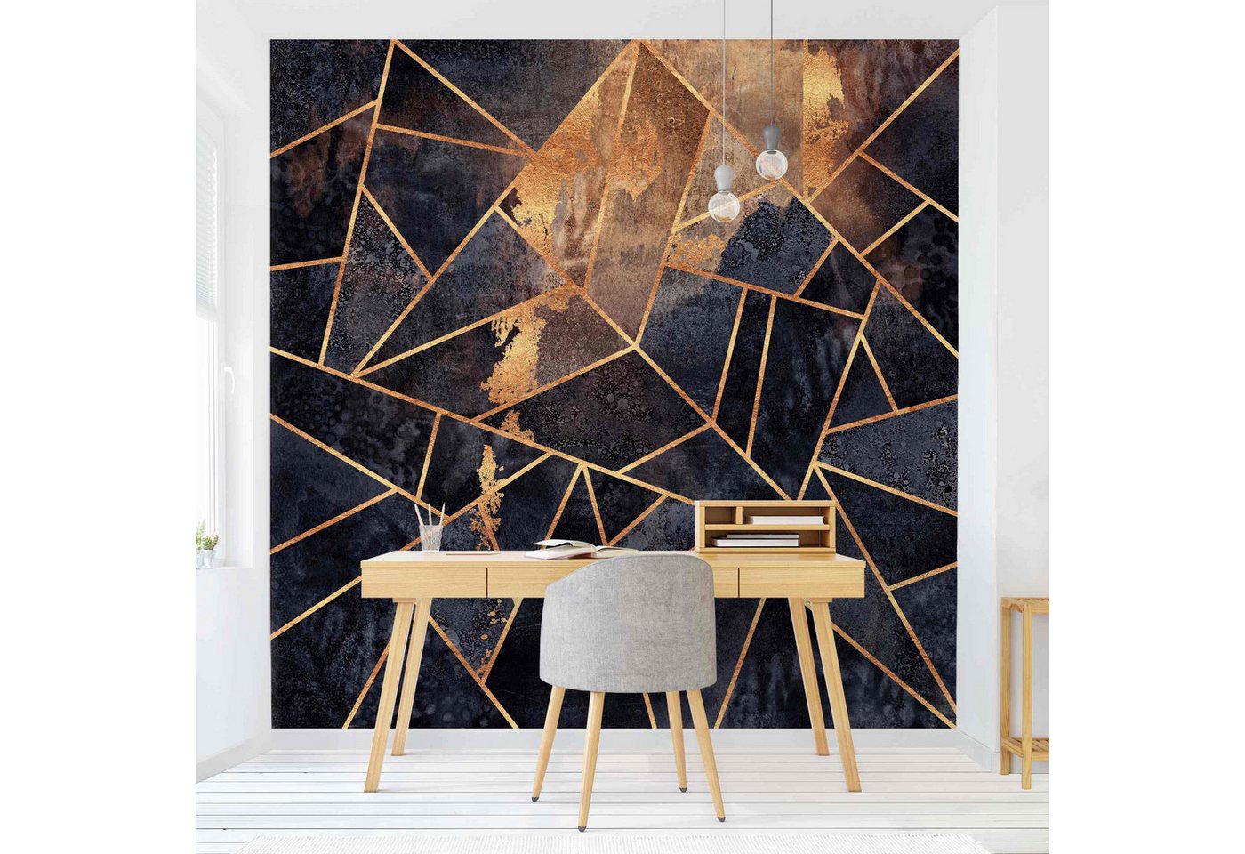 Bilderdepot24 Vliestapete Abstrakt Onyx Gold Muster Geometrisch Tapete Wanddeko Modern Kunst, Glatt, Matt, (Inklusive Gratis-Kleister oder selbstklebend), Wohnzimmer Schlafzimmer Küche Flur Fototapete Motivtapete Wandtapete von Bilderdepot24