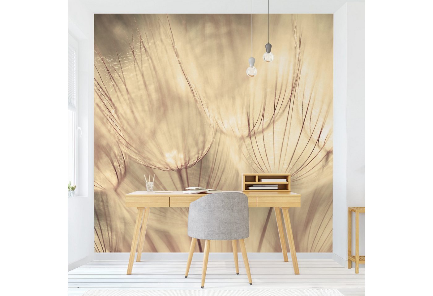 Bilderdepot24 Vliestapete Schwarz-Weiß Pusteblumen Sepia Natur Blumen Beige Modern Wanddeko, Glatt, Matt, (Inklusive Gratis-Kleister oder selbstklebend), Wohnzimmer Schlafzimmer Küche Flur Fototapete Motivtapete Wandtapete von Bilderdepot24