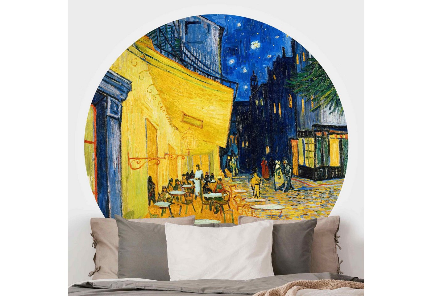 Bilderdepot24 Fototapete rund Vincent van Gogh Café-Terrasse Arles, Glatt, Matt, (Vliestapete selbstklebend), Wohnzimmer Schlafzimmer Küche Wandtattoo Motivtapete Klebe Wandtapete von Bilderdepot24