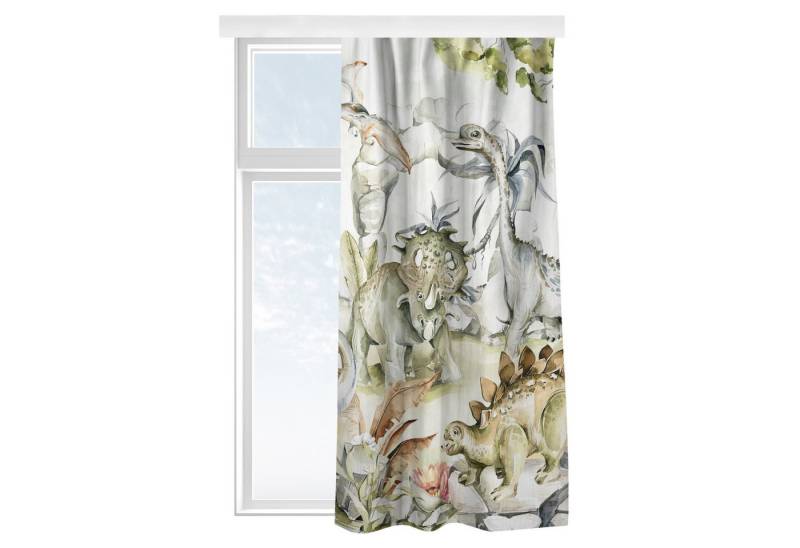 Bilderdepot24 Vorhang Gardine Aquarell Tiere Welt der Dinosaurier Türvorhang Raumteiler, Multifunktionsband (1 St), blickdicht, Samt, Schiebegardinen Babyzimmer Jungenzimmer Kinderzimmer Schiebevorhang von Bilderdepot24