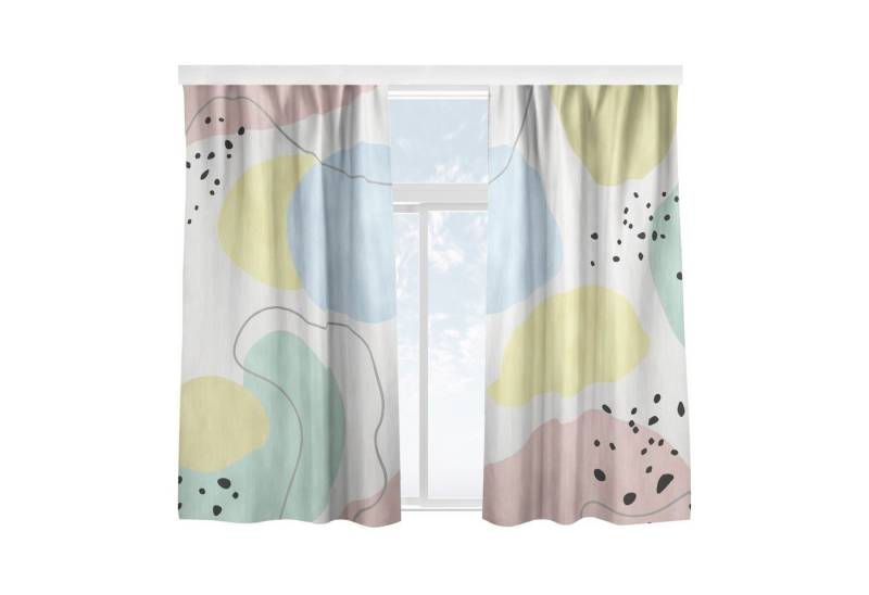 Bilderdepot24 Vorhang Gardine Muster Geometrische Formen Pastell Türvorhang Raumteiler, Multifunktionsband (2 St), blickdicht, Samt, Schiebegardinen Babyzimmer Kinderzimmer Schiebevorhang von Bilderdepot24