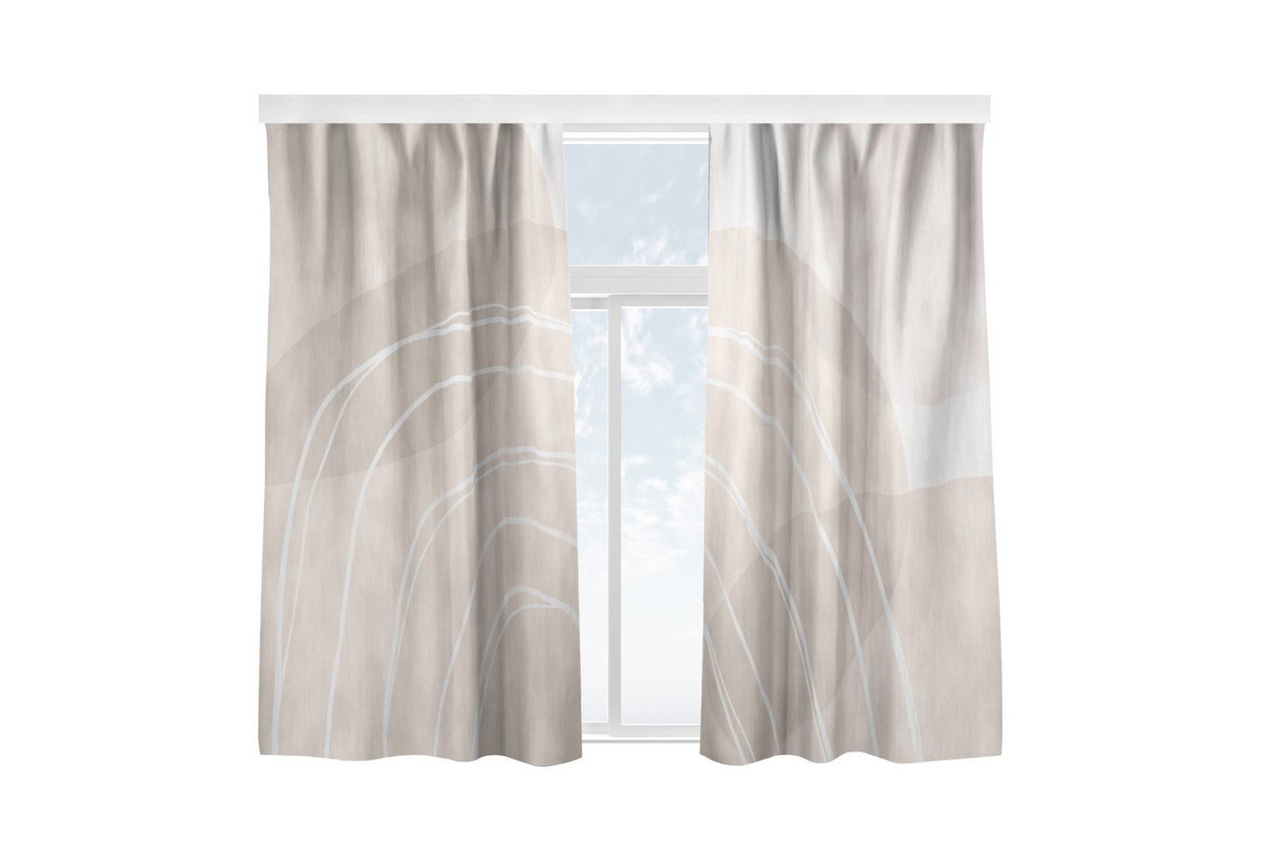 Bilderdepot24 Vorhang Gardine Muster Große Kreisformen Regenbogen Beige Türvorhang, Multifunktionsband (2 St), blickdicht, Samt, Schiebegardinen Babyzimmer Kinderzimmer Schiebevorhang von Bilderdepot24