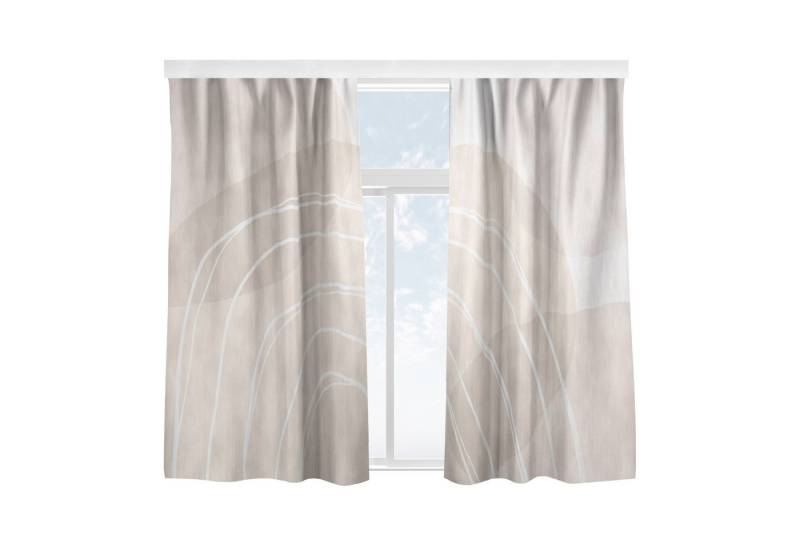 Bilderdepot24 Vorhang Gardine Muster Große Kreisformen Regenbogen Beige Türvorhang, Multifunktionsband (2 St), blickdicht, Samt, Schiebegardinen Babyzimmer Kinderzimmer Schiebevorhang von Bilderdepot24