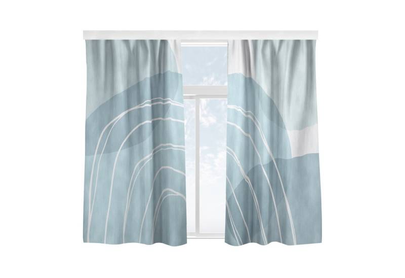 Bilderdepot24 Vorhang Gardine Muster Große Kreisformen Regenbogen Blau Türvorhang Raumteiler, Multifunktionsband (1 St), blickdicht, Samt, Schiebegardinen Babyzimmer Kinderzimmer Schiebevorhang von Bilderdepot24