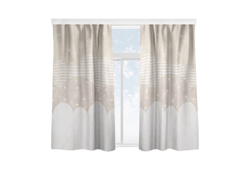 Bilderdepot24 Vorhang Gardine Muster Himmel Wolken Sterne Beige Türvorhang Raumteiler, Multifunktionsband (1 St), blickdicht, Samt, Schiebegardinen Babyzimmer Kinderzimmer Schiebevorhang von Bilderdepot24