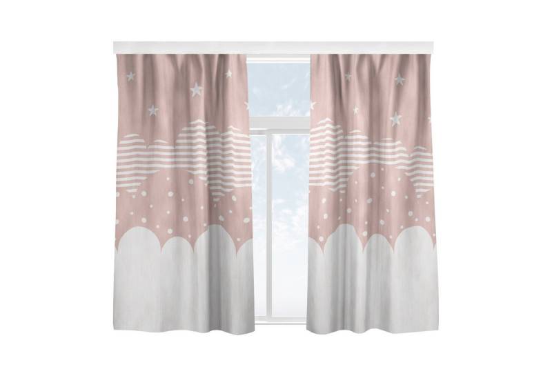 Bilderdepot24 Vorhang Gardine Muster Himmel Wolken Sterne Rosa Türvorhang Raumteiler, Multifunktionsband (2 St), blickdicht, Samt, Schiebegardinen Babyzimmer Kinderzimmer Schiebevorhang von Bilderdepot24
