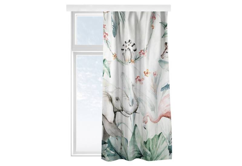 Bilderdepot24 Vorhang Gardine Natur Muster Aquarell Afrika Tiere Türvorhang Raumteiler, Multifunktionsband (1 St), blickdicht, Samt, Schiebegardinen Babyzimmer Jungenzimmer Kinderzimmer Schiebevorhang von Bilderdepot24
