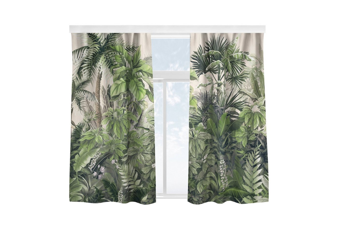 Bilderdepot24 Vorhang Gardine Natur Tropisch Modern Dschungelpflanzen Grün Türvorhang, Multifunktionsband (2 St), blickdicht, Samt, Schiebegardinen Küche Schlafzimmer Wohnzimmer Schiebevorhang von Bilderdepot24